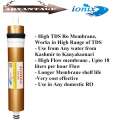 Ionix RO Membrane 100 GPD Original,Works Till 3000 TDS , with Anti Bacterial