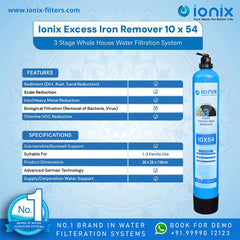 India's Premier Whole House Iron Removal Filter | Ionix Excess Iron Remover 10 x 54 model